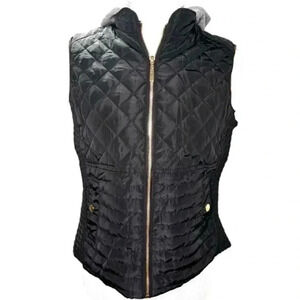 Louise Paris Black Hooded Puffer Vest Size S